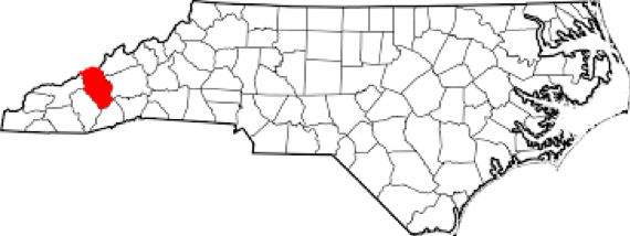 Haywood County highlighted in red