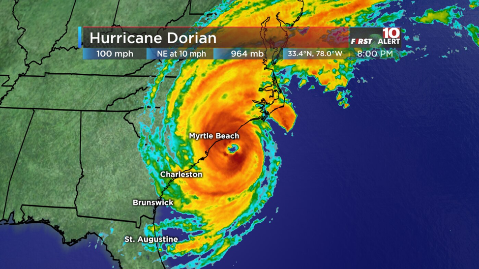 Image of Hurricane Dorian over North Carolina from WISTV.com