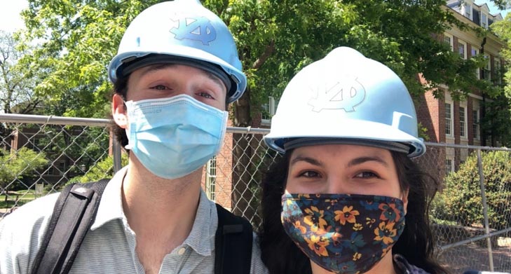 Ben (left) and Ideliya (right) at the Curtis Media Center construction site. PC: Ideliya 