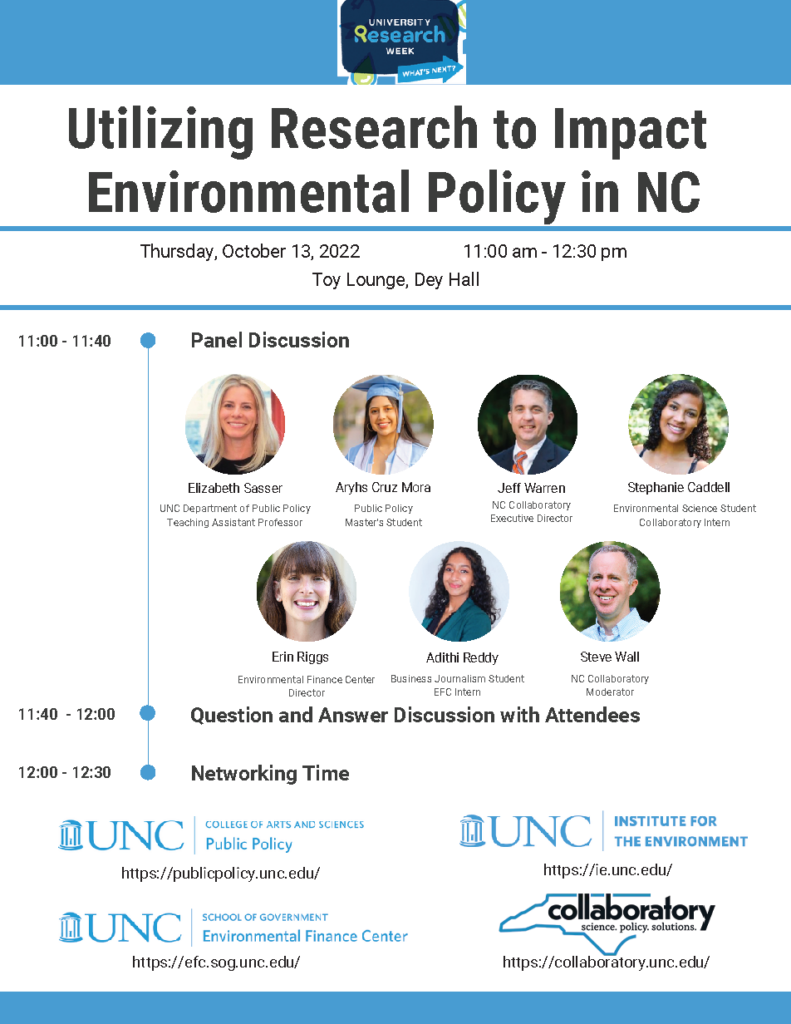 Utilizing Research to Impact Enviornmental Policy in NC